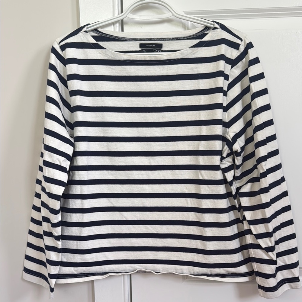 J. Crew Navy and White Striped Long Sleeve Tee